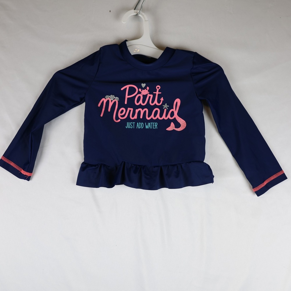 Simple Joys by Carter's Mermaid Shirt Toddler Girls 3T Navy Long Sleeve Swim Top